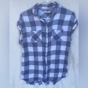 BLL New York Blue & White Plaid Shirt – Women’s Small, Short Sleeve, Button-Down